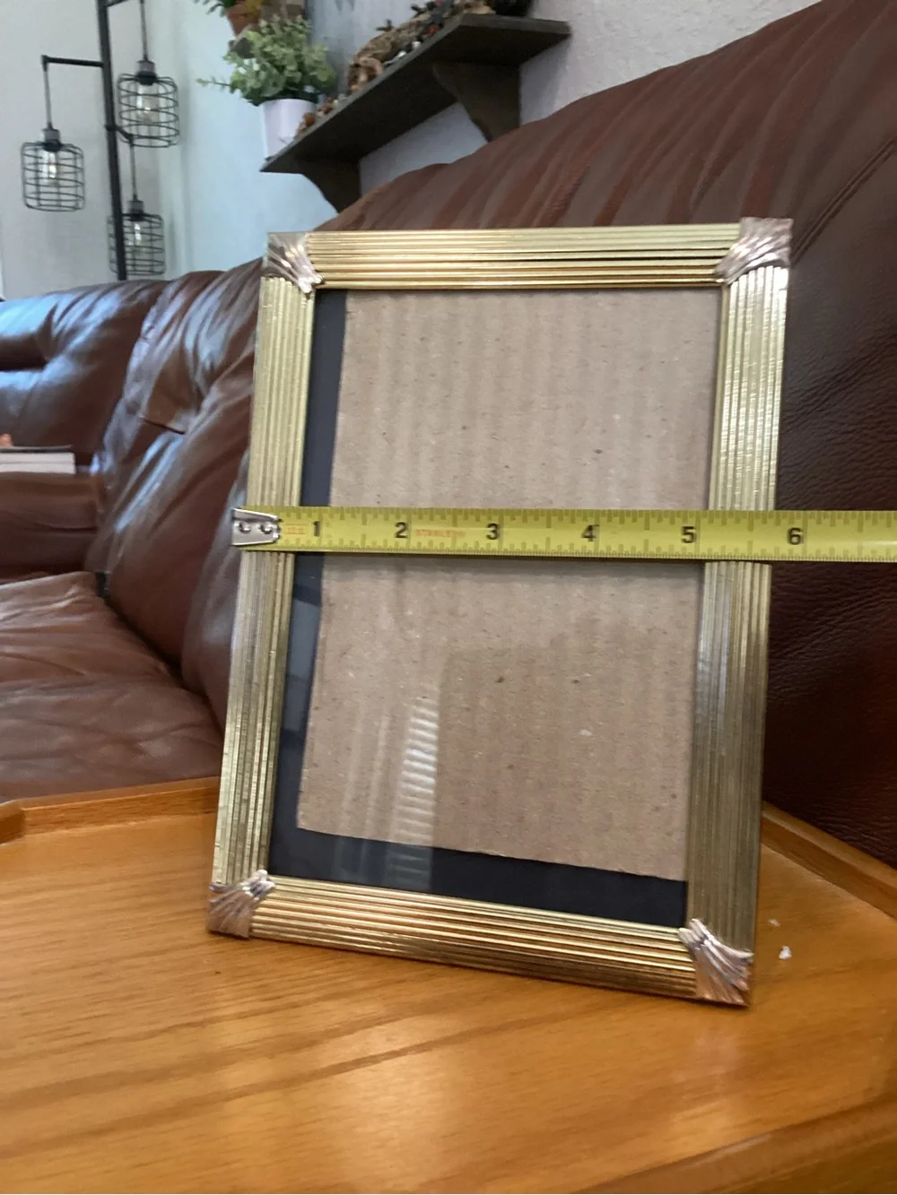 Gold Ribbed Photo Frame with silver accents holds a 5x7